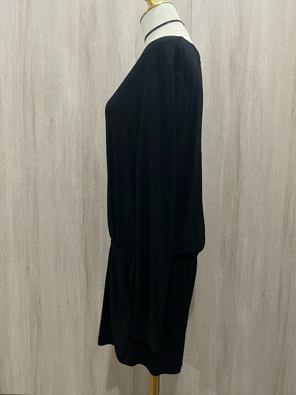 BCBGeneration Black Long Sleeve Surplice Romper - Picture 5 of 6